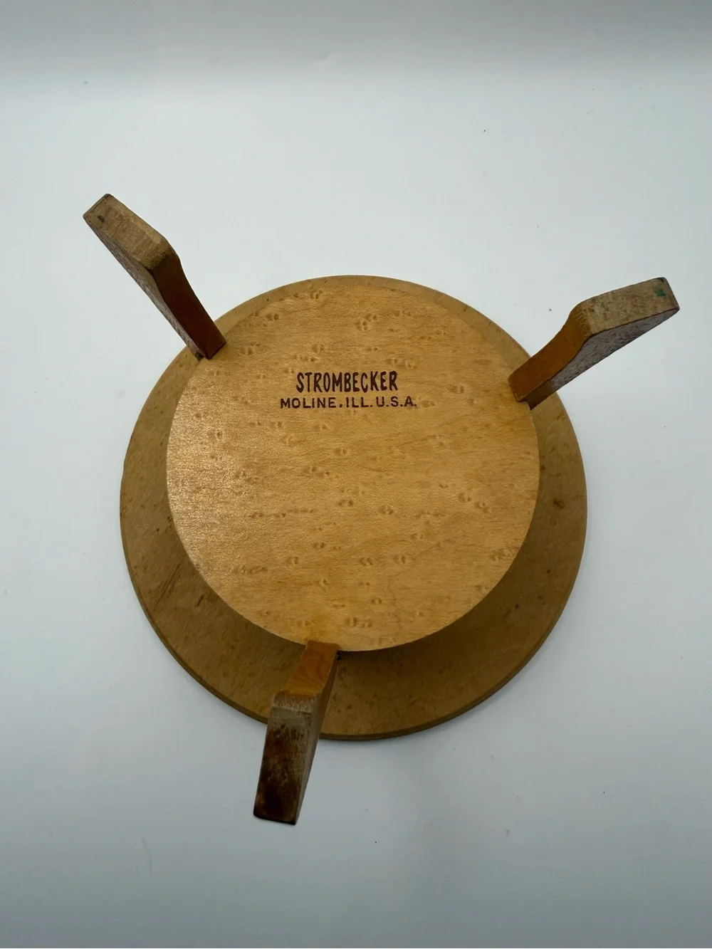 Vintage Strombecker Round Wood Patio Umbrella Table Outdoor Doll House 1950s MCM